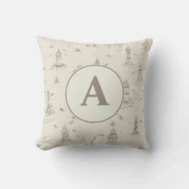 Akvarell fyr Toile Barnkammare | Monogram Kudde