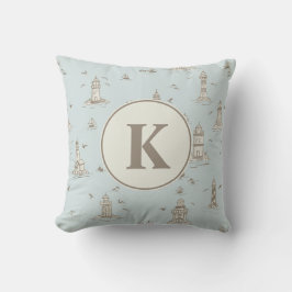 Akvarell fyr Toile Barnkammare | Monogram Kudde