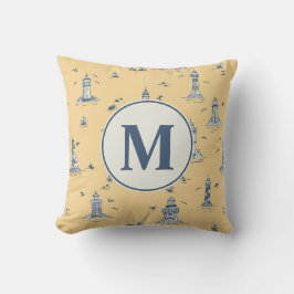 Akvarell fyr Toile Barnkammare | Monogram Kudde