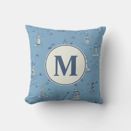 Akvarell fyr Toile Barnkammare | Monogram Kudde