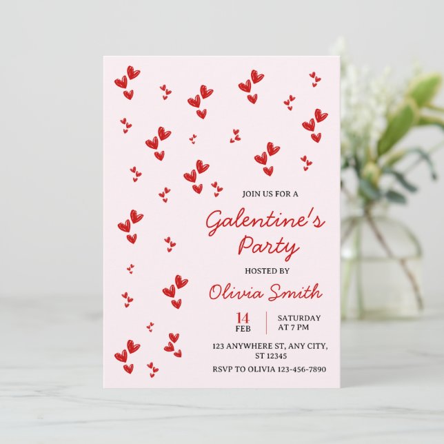 AKVARELL  GALENTINES DAG FEST INVITATION INBJUDNINGAR (Stående Fram)