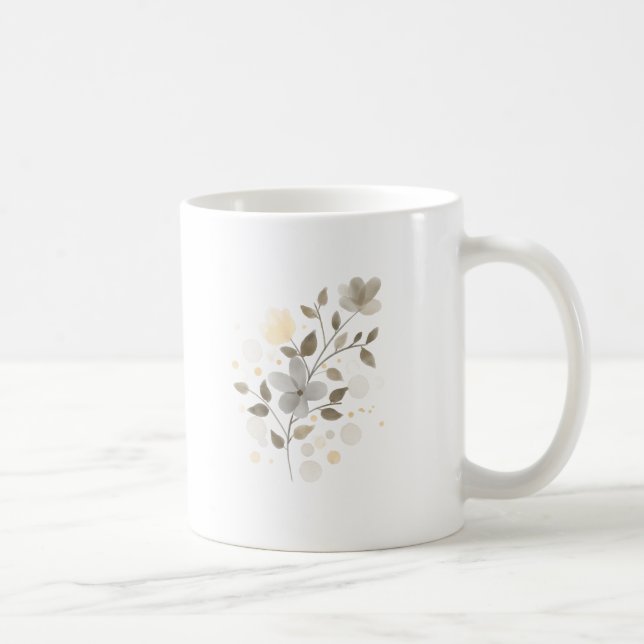 Akvarell gårdshus Sälggrön och Beige Modern Kaffemugg (Höger)