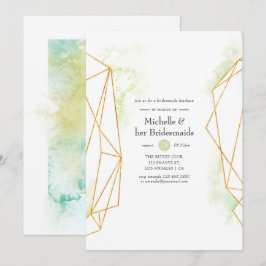 Akvarell Geometrisk Kristall Brudtärna Lunch Inbjudningar