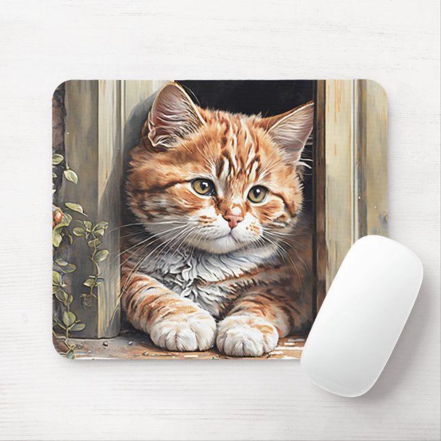 Akvarell Ginger Cat  Musmatta (Med mus)