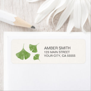 Akvarell Ginkgo Blad Trio Natur Tema Returadress Etikett