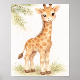 Akvarell Giraff Barnkammar Väggkonst