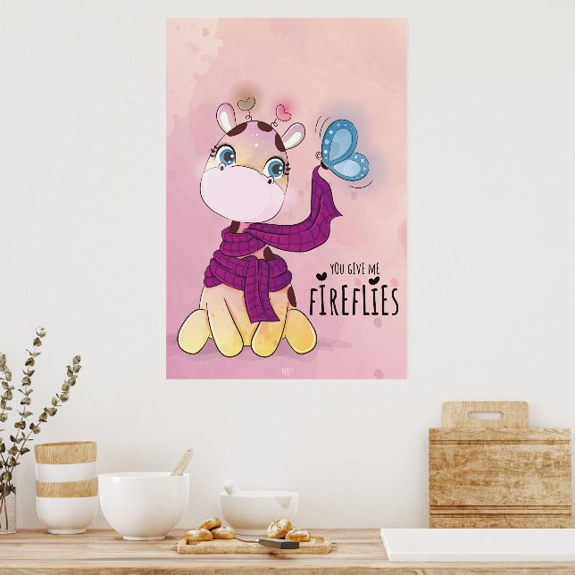 Akvarell Giraff Poster (Kök)