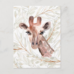 Akvarell Giraff Vykort