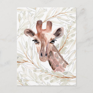 Akvarell Giraff Vykort