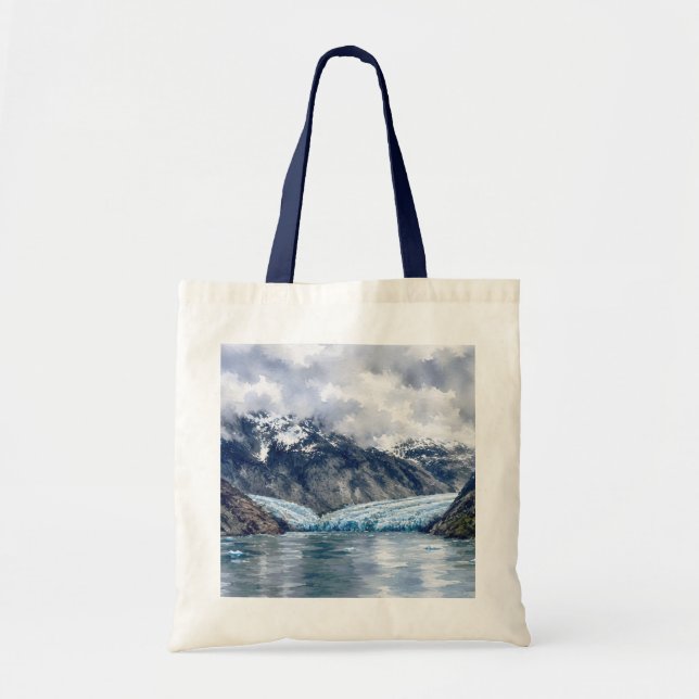 Akvarell Glacier Alaska Vildmarks Sceneri Present Tygkasse (Framsidan)