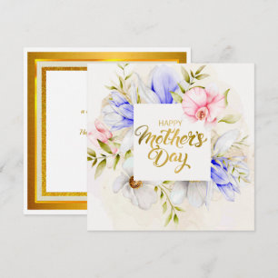 Akvarell Glad mors dag – Elegant blomster Kort