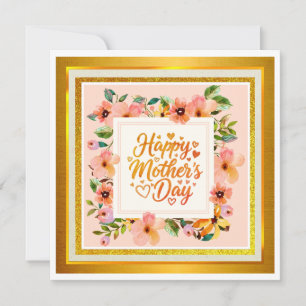 Akvarell Glad mors dag I Elegant blomsterdesign Kort