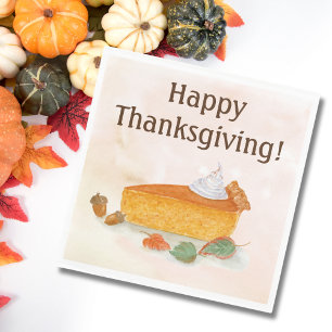 Akvarell Glad Thanksgiving Pumpapaj Papper Pl Pappersservett
