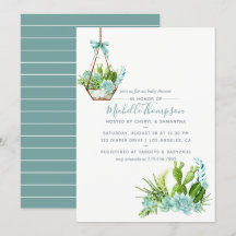Akvarell Glas Terrarium Sukkulenter Baby Shower