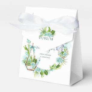 Akvarell Glas Terrarium Sukkulenter Bröllop Presentaskar
