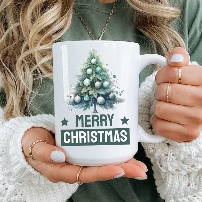 Akvarell God Jul Mugg Present till Henne eller Hon (watercolor Christmas mug, merry Christmas mug, Christmas coffee mug, watercolor holiday mug,)