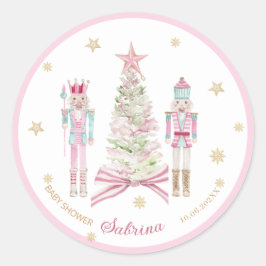 Akvarell God Jul nötknäppare balett rosa Runt Klistermärke