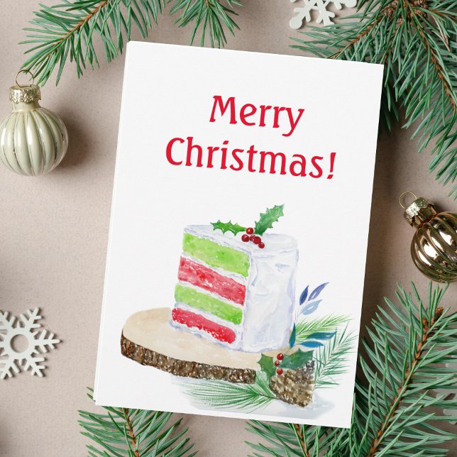 Akvarell God Jul Tårta Kort (A festive Christmas cake as your holiday card!  )