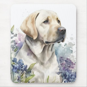 Akvarell Golden Labrador Retriever och blommor Musmatta