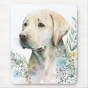 Akvarell Golden Labrador Retriever och blommor Musmatta