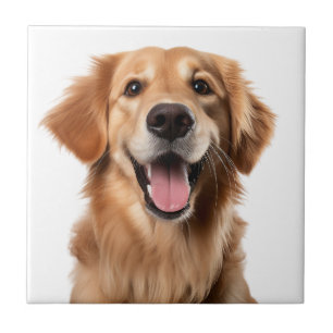 Akvarell Golden Retriever Hund Husdjur Djur Citat Kakelplatta