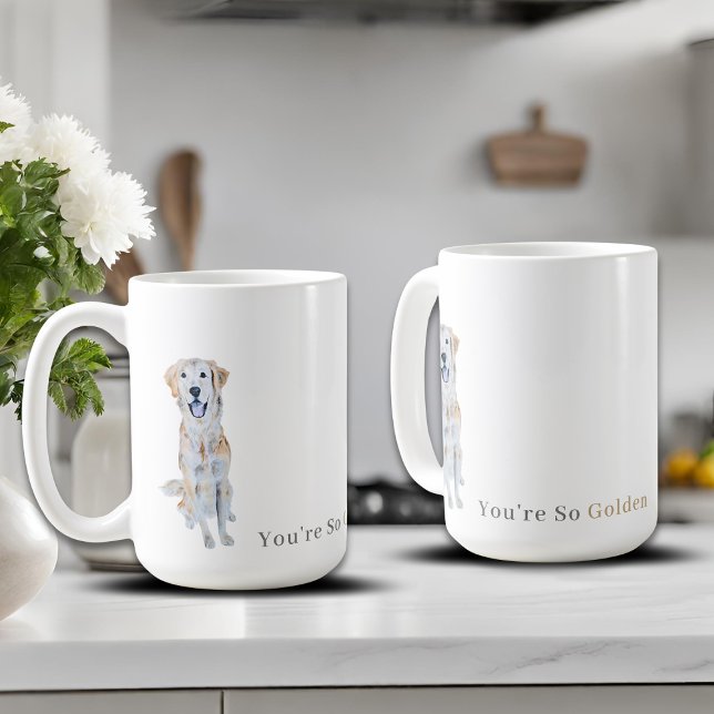 Akvarell Golden Retriever Hund Kaffemugg (Skapare uppladdad)