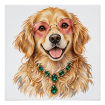 Akvarell Golden Retriever Hund | Känslig för Djure