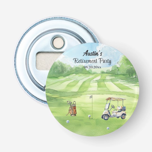 Akvarell Golfbana Pensionärsfestpresent Flasköppnare (Framsidan)