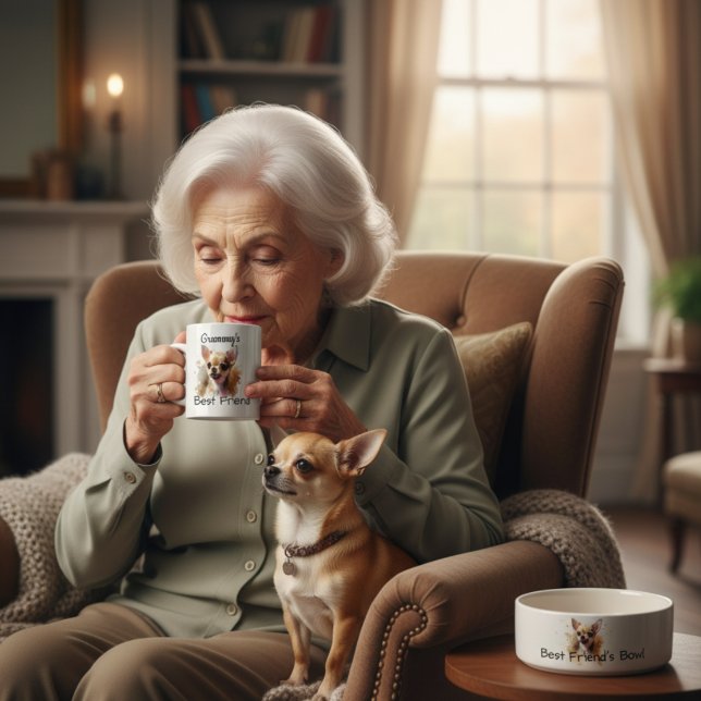 Akvarell Grammys bästa vän/Personlig text Kaffemugg (Skapare uppladdad)