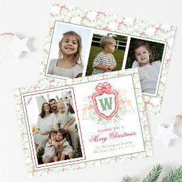 Akvarell Grandmillennial Ren Monogram Topp Julkort