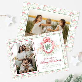 Akvarell Grandmillennial Ren Monogram Topp Julkort