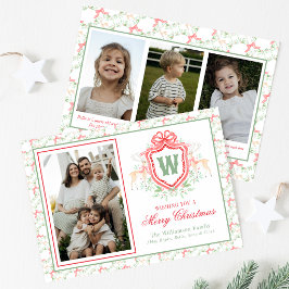 Akvarell Grandmillennial Ren Monogram Topp Julkort