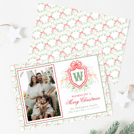 Akvarell Grandmillennial Ren Monogram Topp Julkort