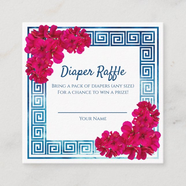 Akvarell grekisk elegans Rosa baby shower-spel Tilläggskort (Framsida)