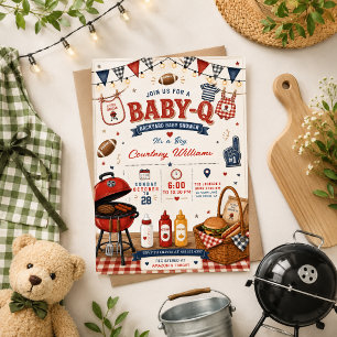 akvarell Grillfest Trädgård rustic Baby Shower Som Inbjudningar