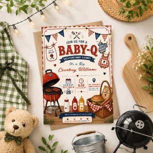 akvarell Grillfest Trädgård rustic Baby Shower Som Inbjudningar
