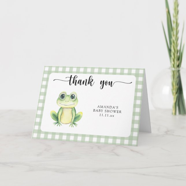 akvarell groda baby shower tack kort (Framsida)