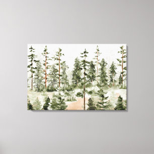 Akvarell Grön Skog Canvastryck