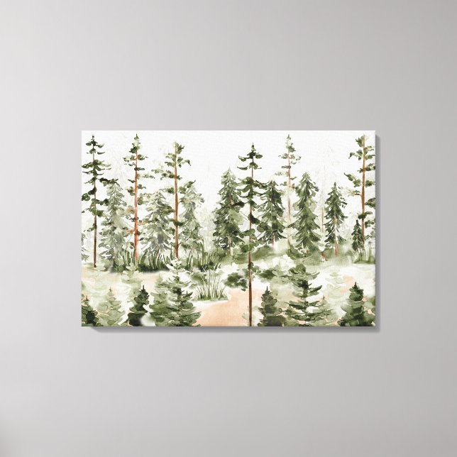 Akvarell Grön Skog Canvastryck (Framsida)