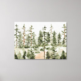 Akvarell Grön Skog Canvastryck