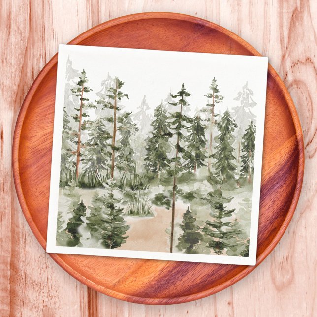 Akvarell Grön Skog Pappersservett (In situ)