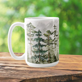 Akvarell Grön Tallskog på Berg Kaffemugg