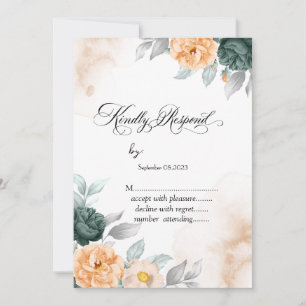 Akvarell Gröna Rosor RSVP Inbjudningar