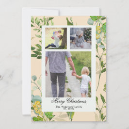 Akvarell Grönska & bär 3 Foto Jul Julkort