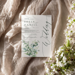 Akvarell Grönska Blommor Vinter Bröllopsfest Inbjudningar