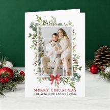 Akvarell Grönska Glad Jul Röd Slinga Vik