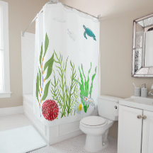 Akvarell grönska koraller Havsfisk Sköldpadda