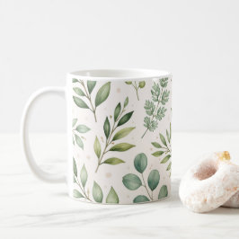 Akvarell Grönskande Mönster | Botaniska blad Kaffemugg