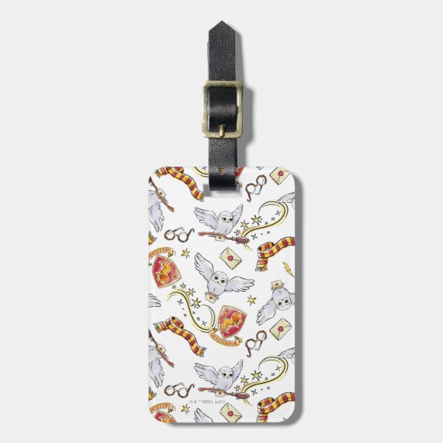 Akvarell GRYFFINDOR™ Hedwig-mönster Bagagebricka (Vertikal Framsida)