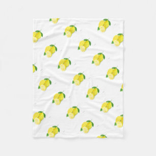 Akvarell Gul Citron frukt Citrus Sommar Fleecefilt